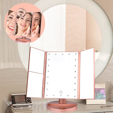 LED Magnifying Lighted Cosmetic Makeup Mirror Tabletop